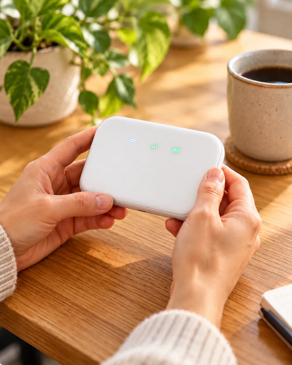 Holding a FlexiWiFi Pocket WiFi device