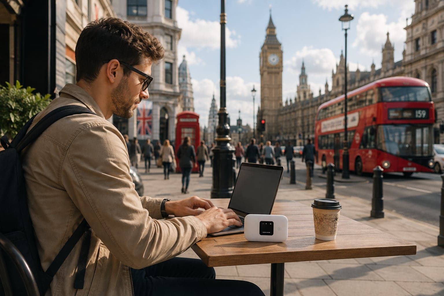 Working outdoors in central London using a Pocket WiFi